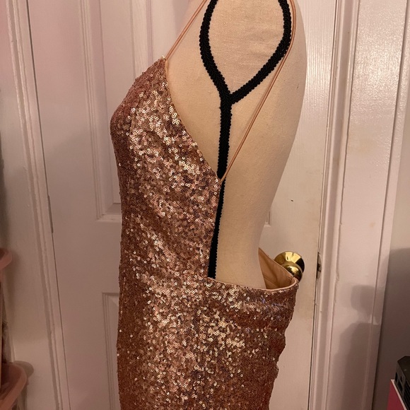 Rose Gold Backless Long Dress - Picture 2 of 4